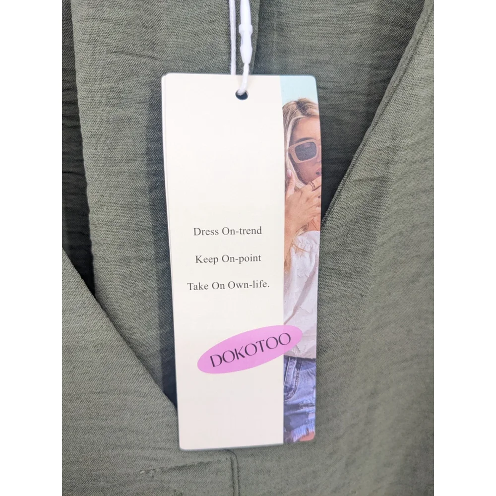 Dokotoo Blouse Womans Small‎ Green Smocked Lightweight Office Career Top NWT - Picture 8 of 12